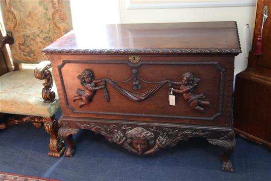 An 18th century Irish style mahogany coffer, W.4ft D.2ft 2in. H.2ft 9in.